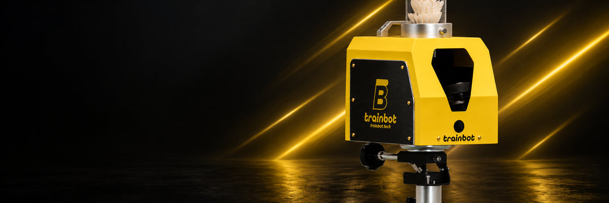 Three-quarter view of BaddyBot Pro with yellow light streaks